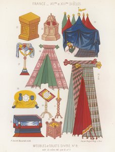 Muebles y varios objetos de los siglos XII y XIII de French School