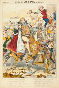 Gambriunus, legendario rey de Flandes, hoja publicada por Verlag Haguenthal, Pont-a-Mousson, 1860 de French School