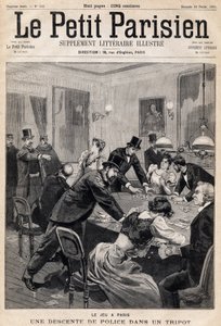 Casa de juegos en París: Redada policial en un club de juego (casino). En el periódico "Le Petit Parisien" el 26/02/1893 (grabado)