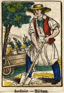 Jardinero; Serie sobre oficios, imagen de Epinal del siglo XIX