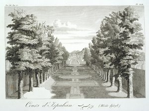 Jardines en Tshehar-Bagh, Isfahan, de Voyages du Chevalier Chardin en Perse, et autres Lieux de l