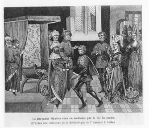 Gautier recibido por el Rey Koloman de Hungría (grabado) de French School
