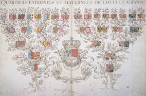 Genealogía de Luis XIV (1638-1715) mostrando su derecho a la corona de Francia, 1643 de French School