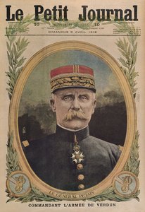 General Petain comandando el ejército de Verdún, ilustración de portada de Le Petit Journal, suplemento ilustrado, 9 de abril de 1916