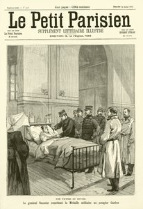 El General Saussier otorgando la Medalla Militar Francesa a un bombero llamado Garbez, herido en el cumplimiento del deber de French School