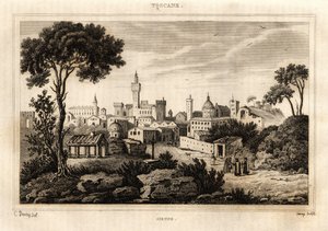 Vista general de Siena en Toscana, grabado por C. Deveze en "Italia pintoresca", editor Amable Coste de French School