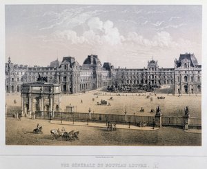 Vista general del nuevo Louvre: Arco del Carrusel - Grabado del siglo XIX de French School