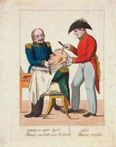 Caballeros, ¿qué usan para afeitar mi barba? Navaja inglesa, señor de French School