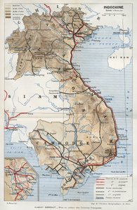 Mapa geográfico de Indochina. En "La mise en valeur des colonies francaises", Albert Sarraut