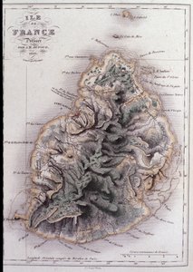 Mapa geográfico de Mauricio (Antigua Isla de Francia) de French School