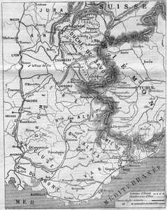 Mapa geográfico del Ducado de Saboya y el Condado de Niza de French School