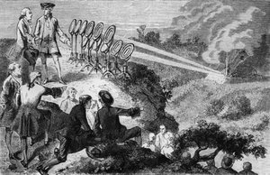 Georges-Louis Leclerc (1707-88) Conde de Buffon experimentando espejos ardientes en montones de heno en Montbard, de La Vie des Savants Illustres por Louis Figuier, publicado en París en 1872 de French School