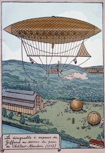 El aerostato de vapor de Giffard sobre el Parque Chalais de French School