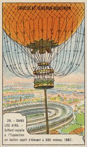 El globo cautivo de Giffard en la Exposición Internacional, París, 1867 de French School