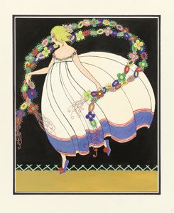 Niña bailando con una doble guirnalda, pub. 1920 de French School