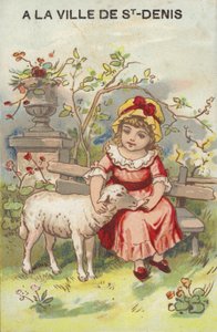 Niña acariciando cordero de French School
