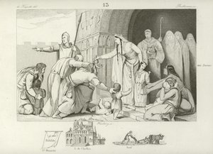 Dando limosna a los pobres, reinado de Clotario III, Rey de Neustria y Borgoña, siglo VII