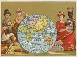 Globo - tarjeta comercial francesa del siglo XIX de French School