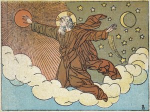 Dios: 4º día de la creación - en “Historia Sagrada en 120 imágenes”, ed. Maison de la Bonne Presse, París