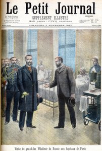 El Gran Duque Vladimir Alexandrovich de Rusia (Vladimir Alexandrovich de Rusia) visitando hospitales de París - ilustración para Le Petit Journal, 7 de noviembre de 1897 (grabado)