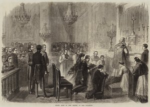 Gran misa en la capilla de las Tullerías (grabado) de French School