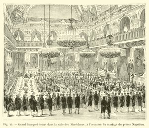 Gran banquete dado en la sala de los Mariscales, con motivo del matrimonio del príncipe Napoleón de French School