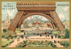 Gran fuente bajo la Torre Eiffel, Exposición Universal, París de French School