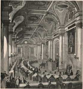 Gran sala de reuniones en el Consejo de Estado en París - Grabado en "Tableau-de-Paris" por Edmond Texier 1852 de French School