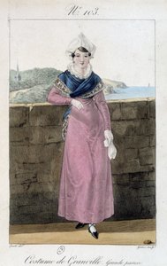 Traje femenino de Granville - grabado de French School