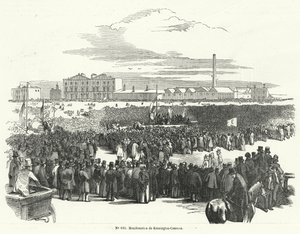 Gran reunión de los cartistas en Kennington Common, Londres de French School