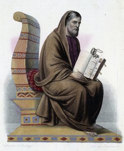 Gregorio de Tours (538-594) obispo de Tours e historiador de la iglesia- en "Le Plutarque français", por Mennechet, París