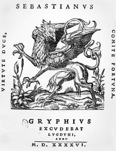Emblema de impresores de Sebastianus Gryphius, Lyon, 1546