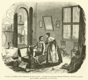 Grotius y su esposa en la fortaleza de Louvenstein de French School