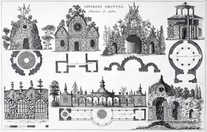 Diseños de grutas de Jardins Anglo-Chinois por George Louis Le Rouge, publicado en 1775-78