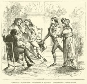 Grupo extraído de un dibujo titulado, Una Conferencia de Madame de Stael, Colección Hennin
