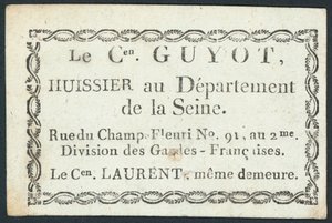 Guyot, alguacil, tarjeta comercial de French School