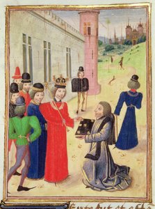 Harl 4380 f.233v Froissart presenta su libro a Ricardo II, de Froissart