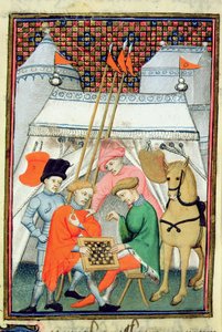 Harley 4431 f.133 Ulises jugando al ajedrez, copia parisina, c.1410-15 (vitela) de French School