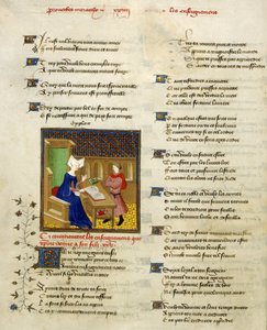 Harley 4431, f.261v Christine de Pisan y su hijo, ilustración de 
