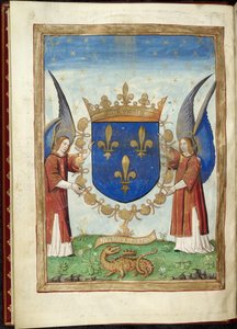 Harley 4939f. 6v, página Armorial de la Historia de las Guerras de los Romanos