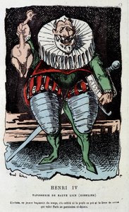 Enrique IV (1553-1610) y la gallina en el puchero - en "Historia de Francia Tintamarresque" de Touchatout de French School