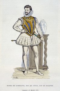 Enrique de Lorena, Duque de Guisa, llamado el Balafré (1550 - 1588) - en "Francia y los franceses a través de los siglos" de Augustin de French School