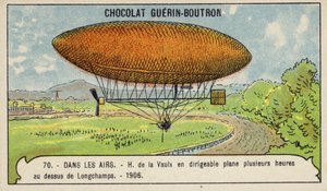 Henri de la Vaulx flotando en un dirigible sobre Longchamps durante varias horas de French School