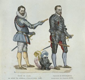 Henri de Guise (1549-88) y François de Montmorency (1530-79), de un grabado de la época de French School