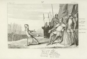 Enrique I de Francia perdonando a su hermano, Roberto el Viejo, 1031 de French School