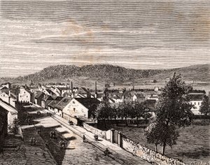 Héricourt - departamento de Saône-et-Loire - grabado en “La France illustrée: géographie, histoire, administración statistique” por V.A. Malt-Brown. 1884