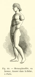 Hermafrodita, en bronce, encontrado en el Sena, París (grabado)