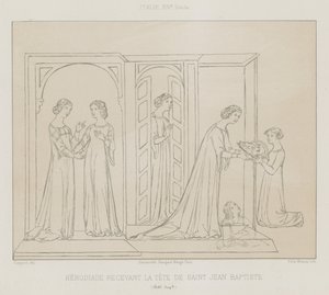 Herodías recibiendo la cabeza de Juan el Bautista de French School