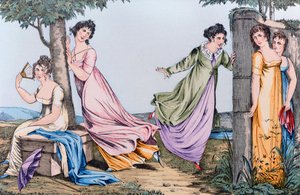 Escondite, ilustración de Le Bon Genre, principios del siglo XIX de French School