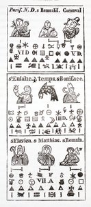 Caracteres jeroglíficos en un Almanaque de French School
